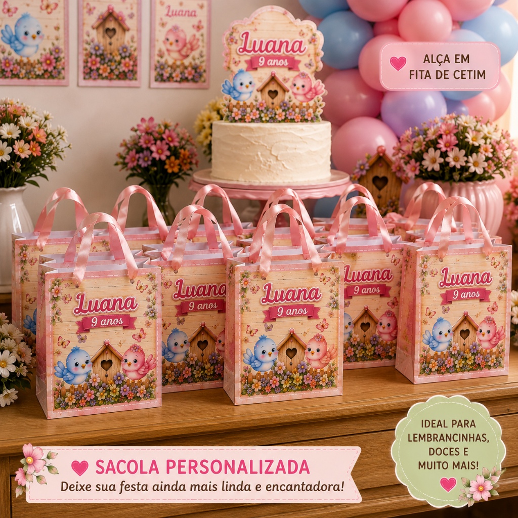 ENVIO RÁPIDO Sacolinha Personalizada Jardim Encantado Lembrancinha de Aniversário Lembrança de Aniversário