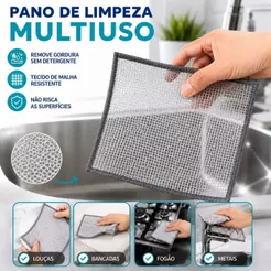 Kit 10/20/30/40/50 Panos Mágicos de Aço 20x20cm Limpeza Pesada Multiuso Lava Louças Panelas Fogão Remove Gordura Reutili