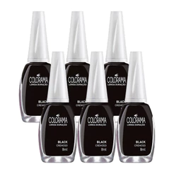 Kit 6un Esmalte Longa Duração Cremoso Nu Black Colorama 8ml