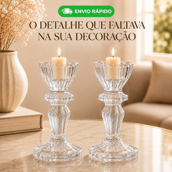 Castiçal em vidro - Porta velas decorativo lola