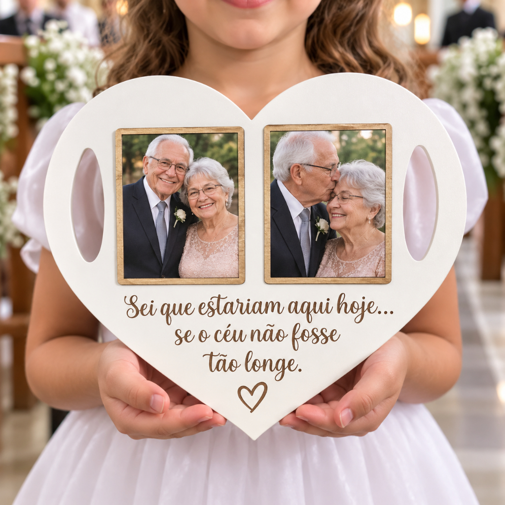 Placa Casamento P/ Homenagem Com 2 Fotografia Mdf