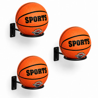 Kit 03 Suporte de Bola Aço Reforçado Futebol Basquete ou Vôlei com Parafusos e Buchas