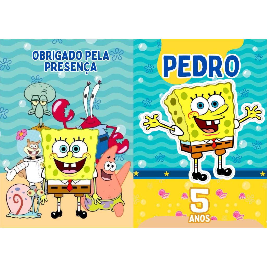 20 Livrinho de Colorir Bob Esponja Personalizado com Nome e Idade Festa Infantil Aniversário