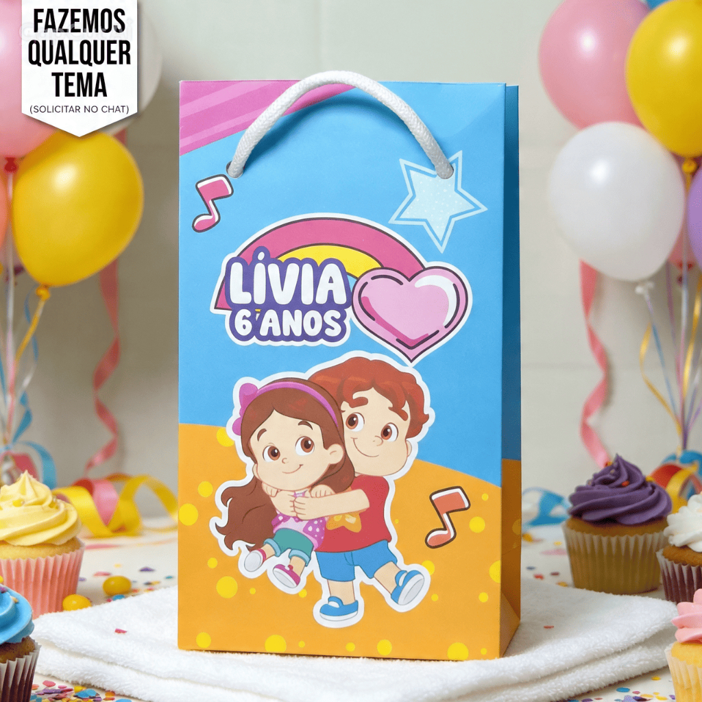 Sacolinha (P) Personalizada Lembrancinha Maria Clara e JP.