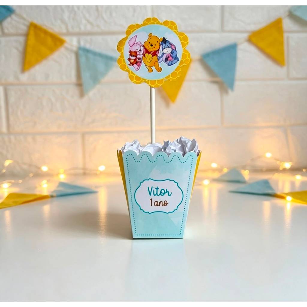 CENTRO DE MESA cachepô Ursinho Pooh | lembrancinhas, decoração, mimos personalizados
