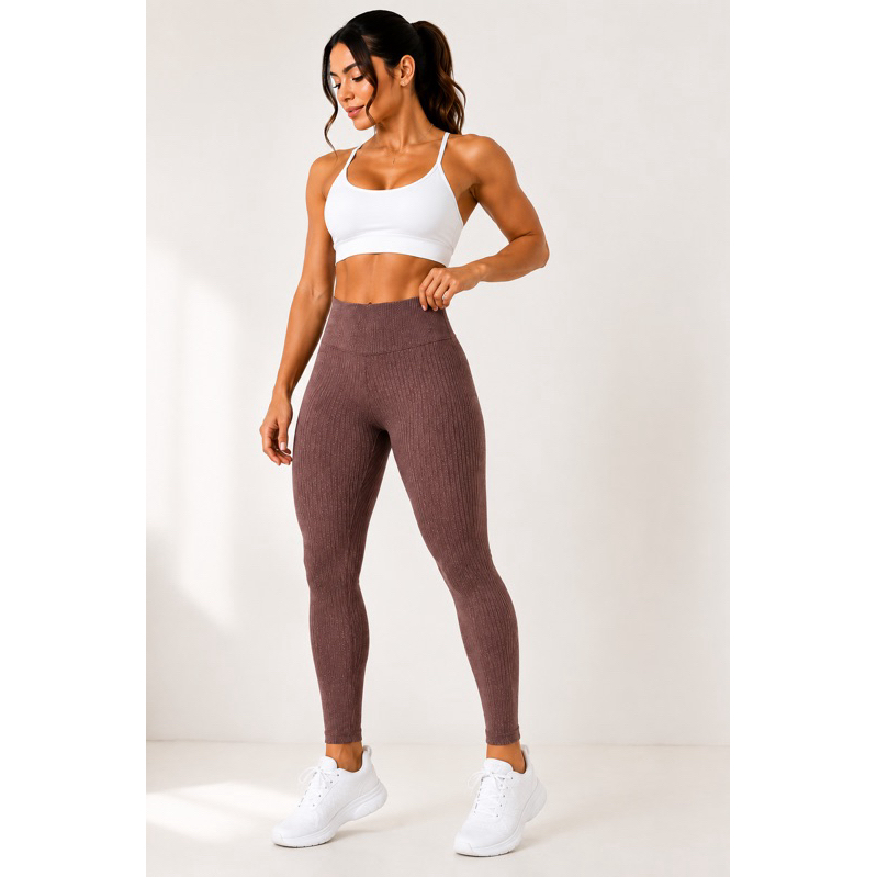 Legging Feminina Fitness Canelada Cintura Alta – Confortável e Modelagem Ajustada 🖤🏋️‍♀️