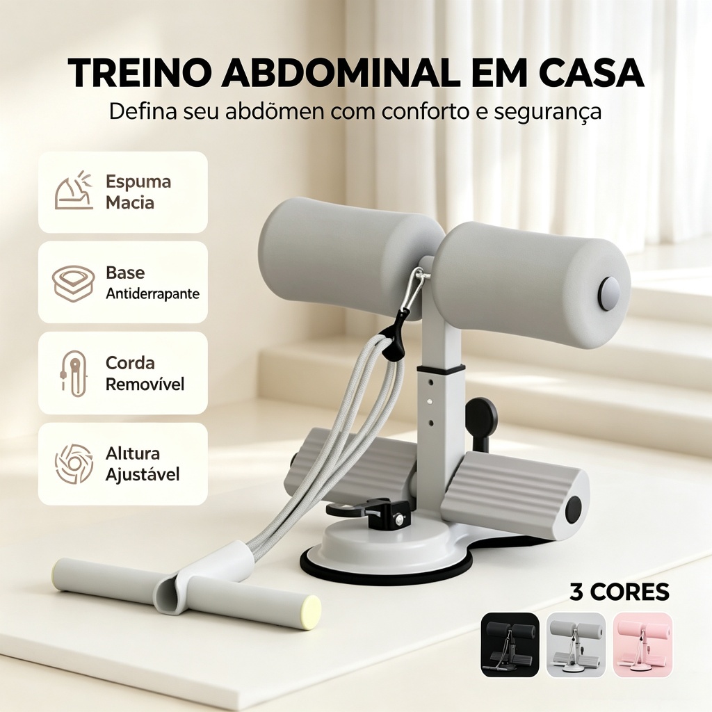 Portátil Abdominais Ventosas Fortes 3 Ajustes | Protege Barriga/Joelhos | Casa/Academia /Resistente V2
