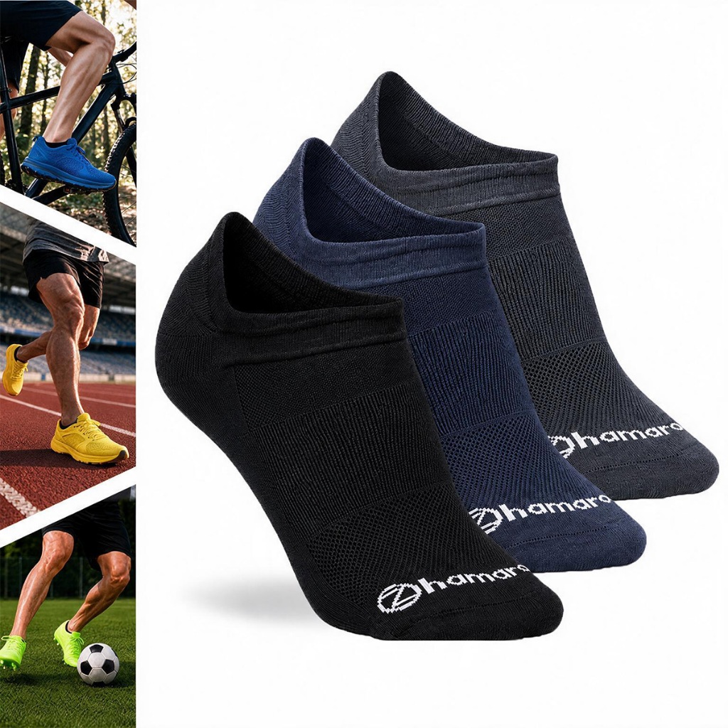 Kit 3 Pares Meia Zhamaro Premium Cano Curto Sapatilha Poliamida Corrida Alta Performance Atoalhada