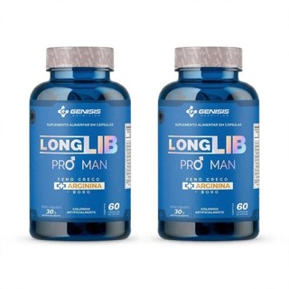 Kit 2 Long lib Pro Man 60 cápsulas Feno Grego + Arginina + Boro - Genisis Nutrition
