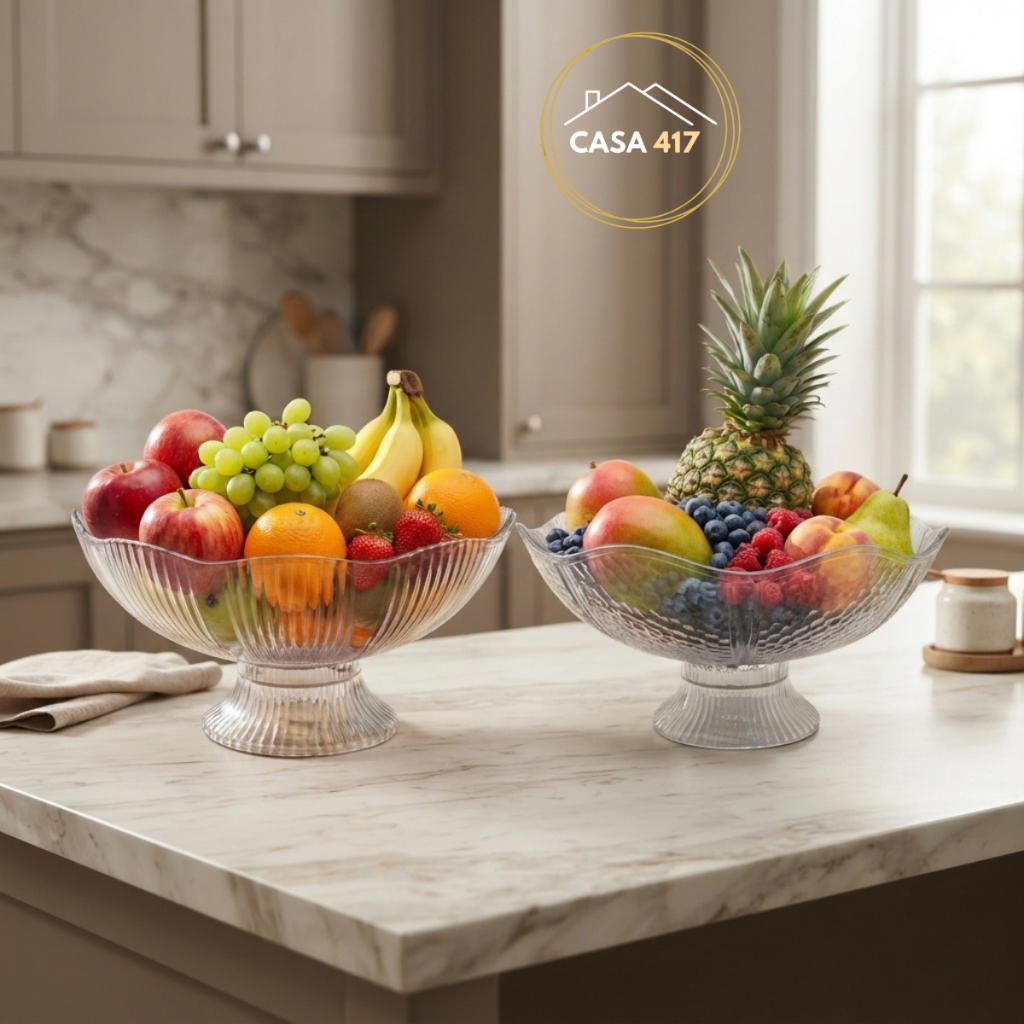Fruteira de Mesa Acrílica PET resistente Decorativa Organizador frutas Casa Cozinha Multiuso 25cm
