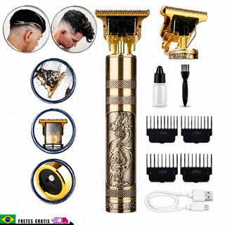 Máquina de Corte Profissional T9 Trimmer Recarregável USB + 4 Pentes
