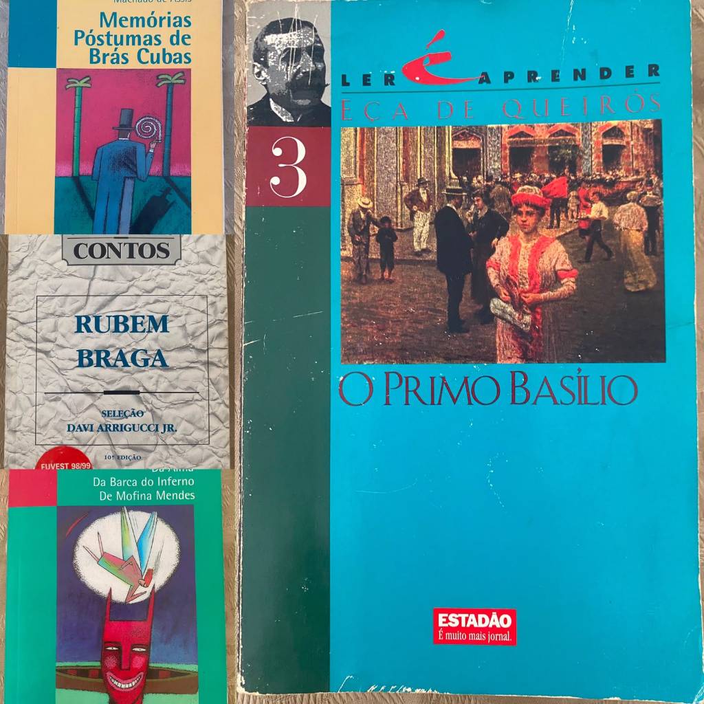 Kit 4 Livros Clássicos Brás Cubas + Primo Basílio + Rubem Braga Contos + Três Autos Gil Vicente Usado
