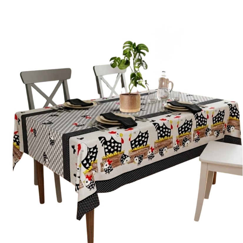 Toalha de Mesa Cozinha 6 Lugares Tecido Oxford Lavável Não Desbota 1,45x2,20m Toalha Para Cozinha