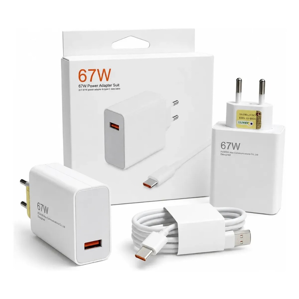 Carregador Turbo 33W e 67W para Xiaomi e Smartphones TIPO C