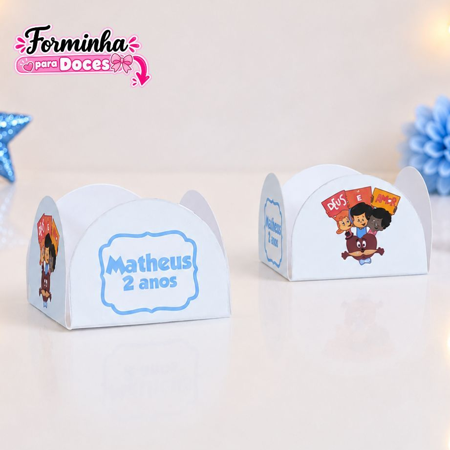 Forminha de Doces Personalizada 3 Palavrinhas Menino / Festa Infantil / Aniversário/ Lembrancinha