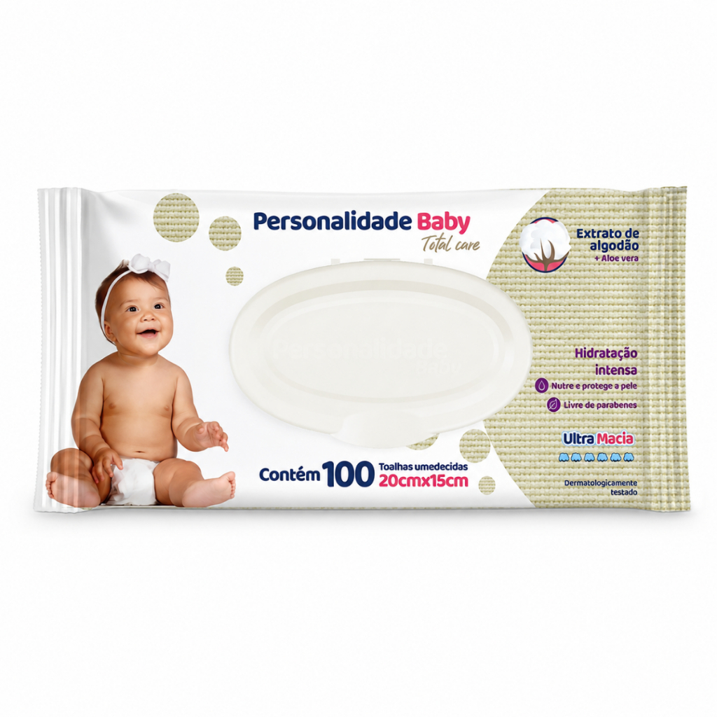 Kit Pacote Lenço Umedecido Hipoalergênico Toalhinha Higiene Bebê Toalha Textura Macia com 110 Folhas Personalide Baby