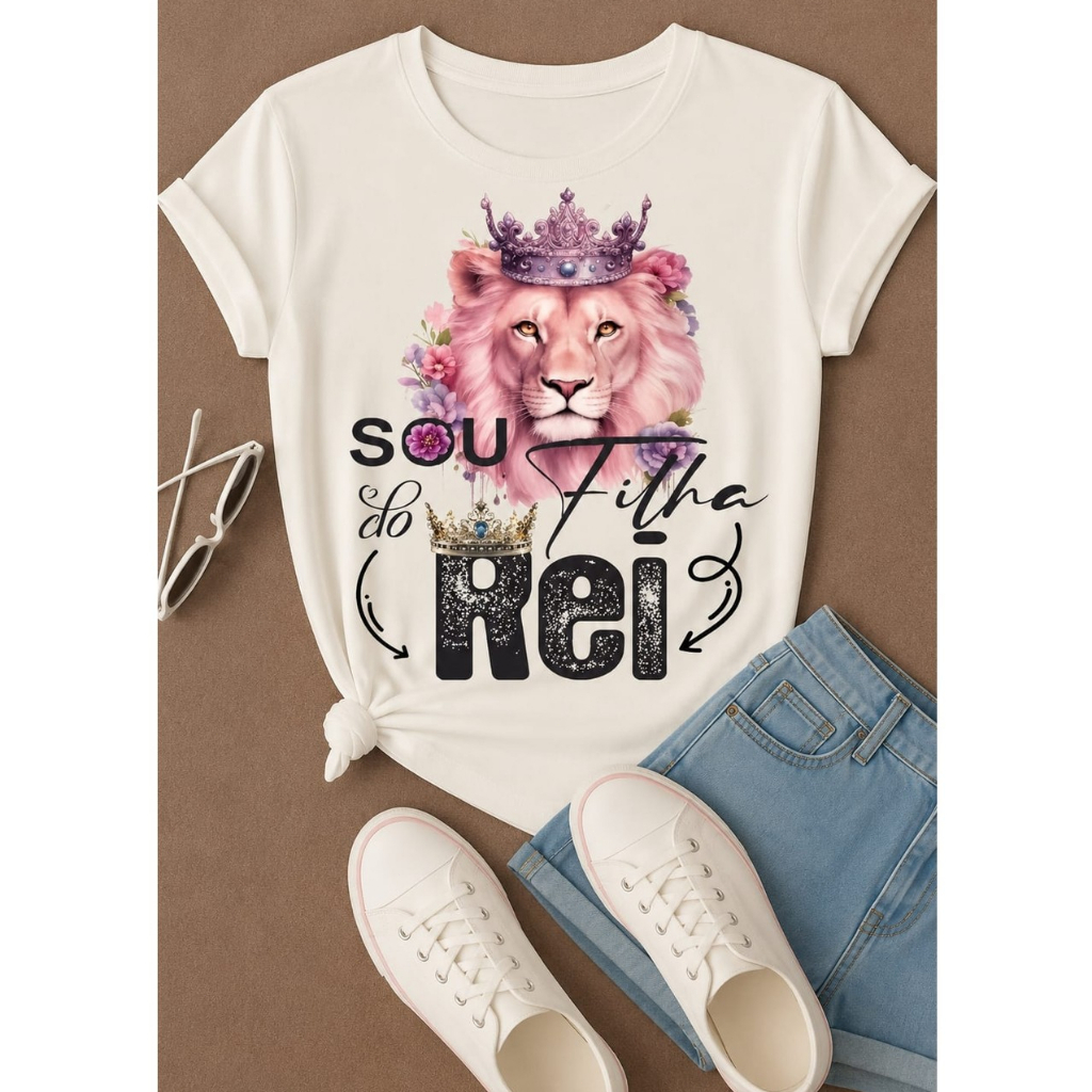 Camiseta Feminina 100% Algodão Estampa Premium, Confortável e Respirável, Peça Tendência do Momento