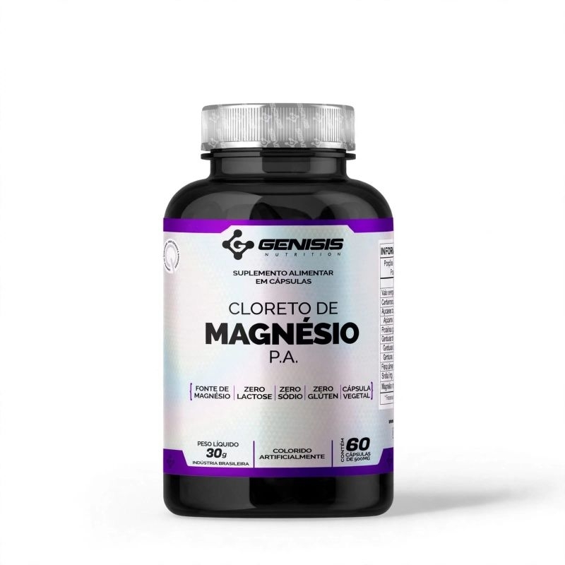 Cloreto de Magnésio P.A - 60 Cáps Auxília Nas Articulações , Saúde Óssea e Muscular Genisis!