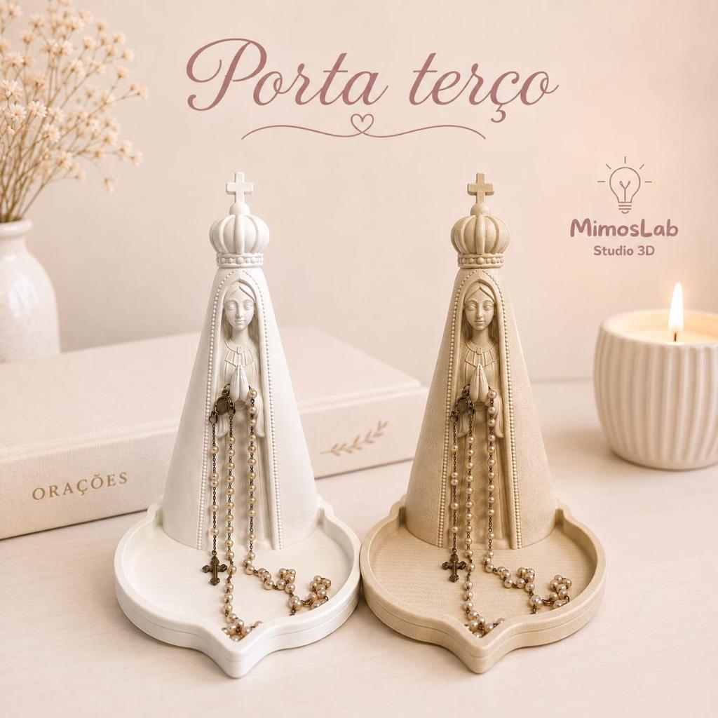 Porta Terço Nossa Senhora | Suporte Decorativo para Terço | Presente Religioso | Imagem | Católico | Crisma + Brinde!