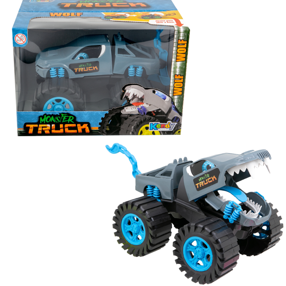 Carro Grande Radical Monster Truck Wolf Com Boca Articulada Que Movimenta Pela Movimentação da Calda - Para Brinquedo