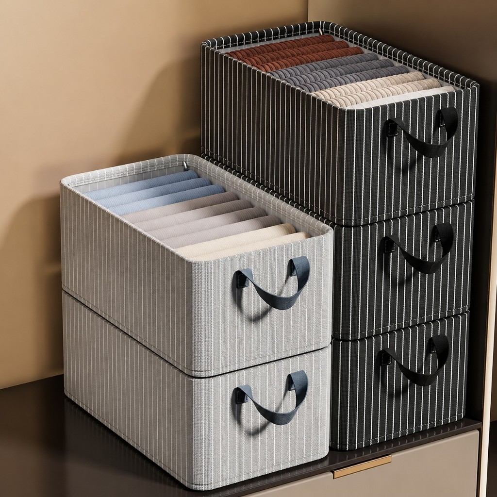 Conjunto de 2/4 Caixa Organizadora Dobrável Ideal para Roupas e Armário 47x28x20cm — imagem 2 de 2
