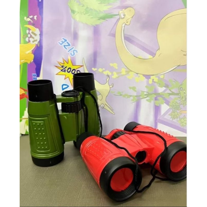 Binóculos Infantil Coloridos para Exploração e Aventura em Vermelho, Verde e azul