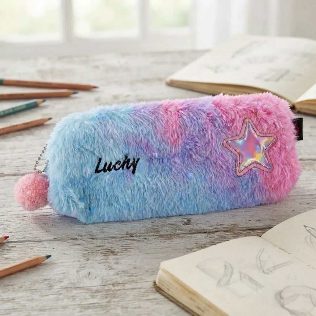 Estojo de Lápis de Pelúcia Para Canetas e Papelaria Creative Plush Porta Canetas Bolsinha Fofa