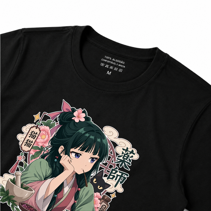 Camiseta Menina Maomao Anime Camisa Blusa Feminino 100% Algodão Top Premium Street wear Confortavel