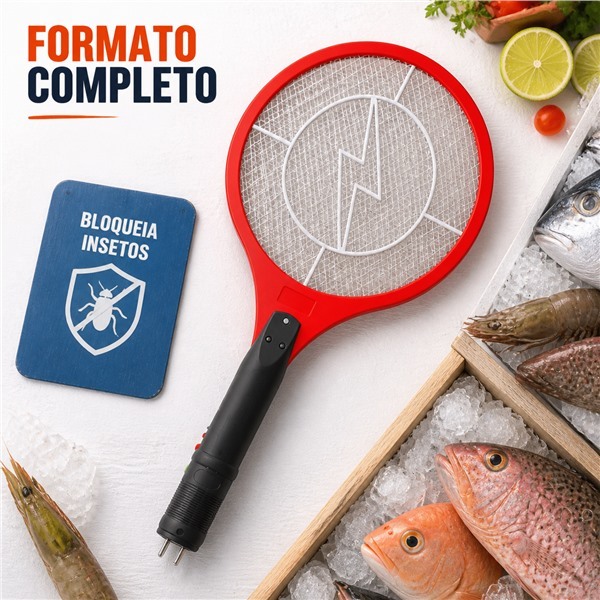 Raquete Anti Mosquito Elétrica Tripla Camada Área Ampla Matador Insetos Recarregável