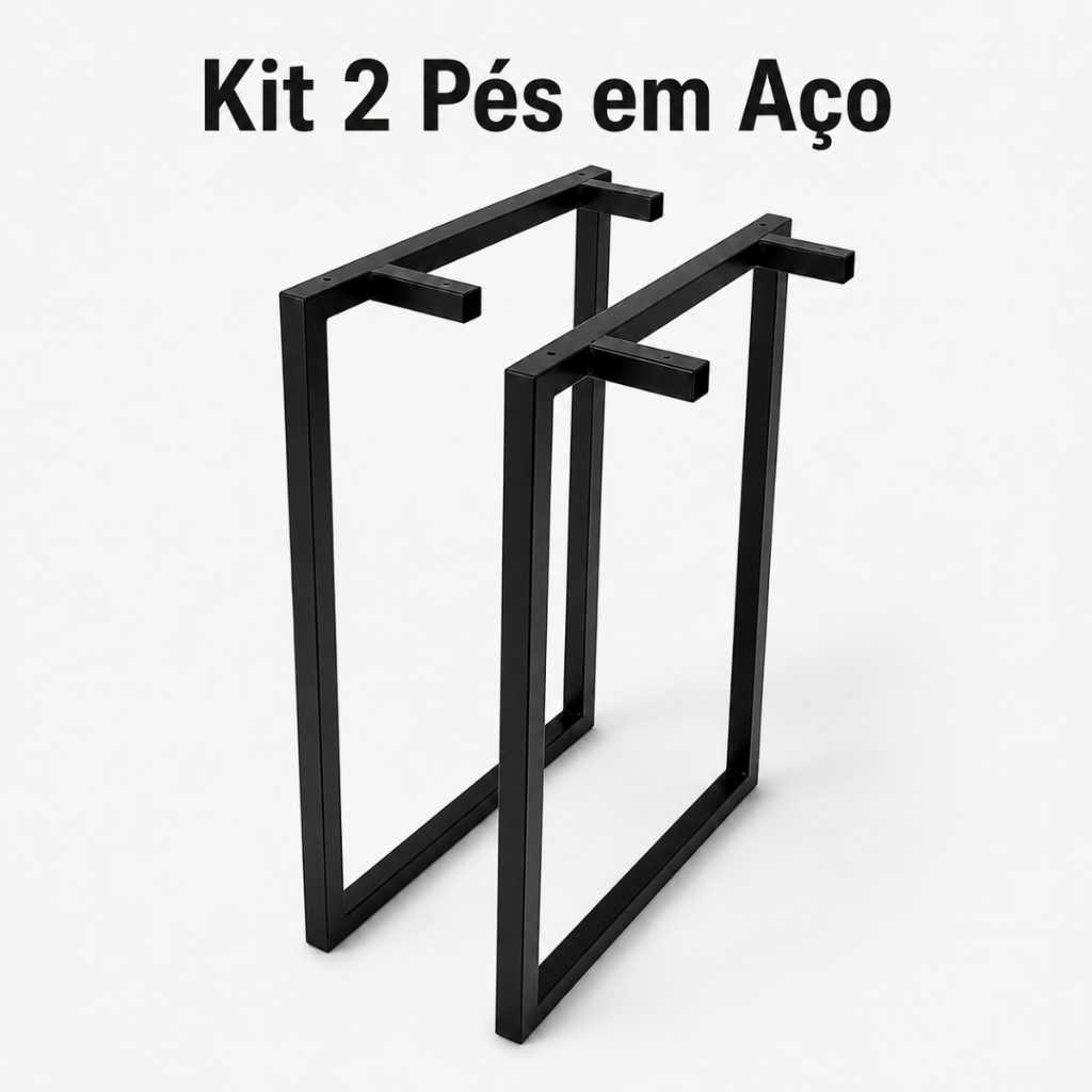 Kit Pé de Mesa Industrial 2 Pé de Mesa Escrivaninha 75x50 Suporte para Tampo de Mesa Metalon
