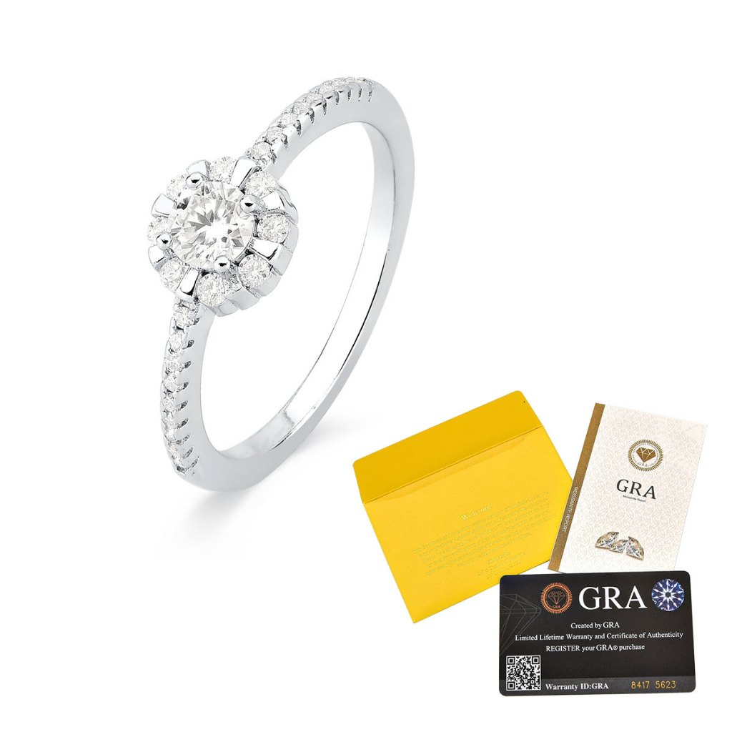 Anel Moissanite de Prata 925 Ponto de Luz Cravejado