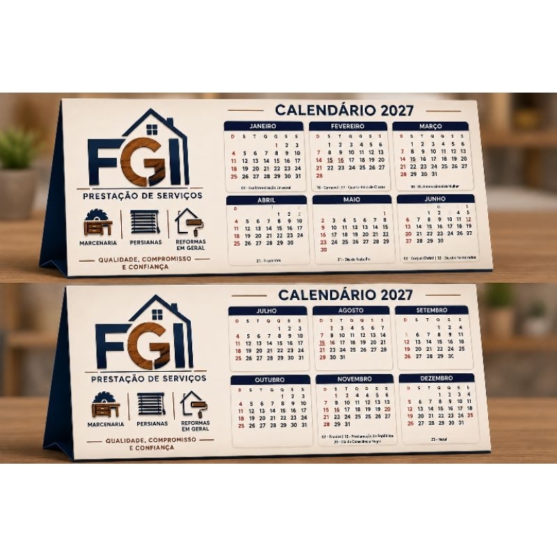 Calendário de mesa com a sua logan 2027 Kit com 100 Calendários