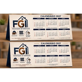 Calendário de mesa com a sua logan 2027 Kit com 100 Calendários