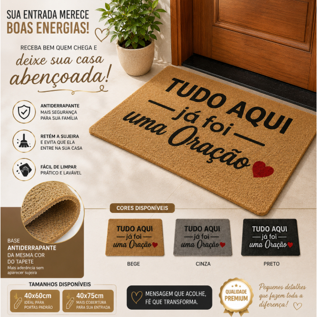 Imagem Tapete Porta Entrada Casa Apartamento Tudo Aqui Já Foi Uma Oração Vinil Home Antiderrapante Decorativo