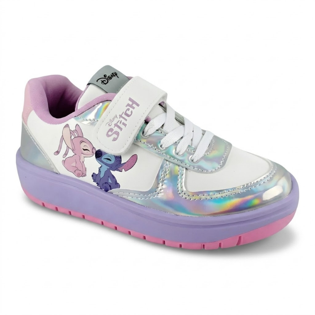 Tênis Infantil Stitch Angel Menina Metalizado Disney Antiderrapante
