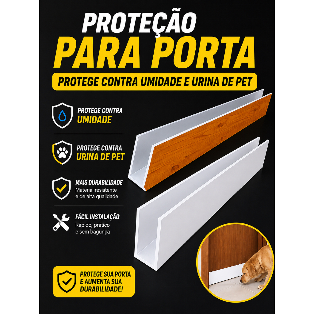 Protetor Saia De Porta Contra Umidade e Urina de Pet Cor Branca e Amadeirada .