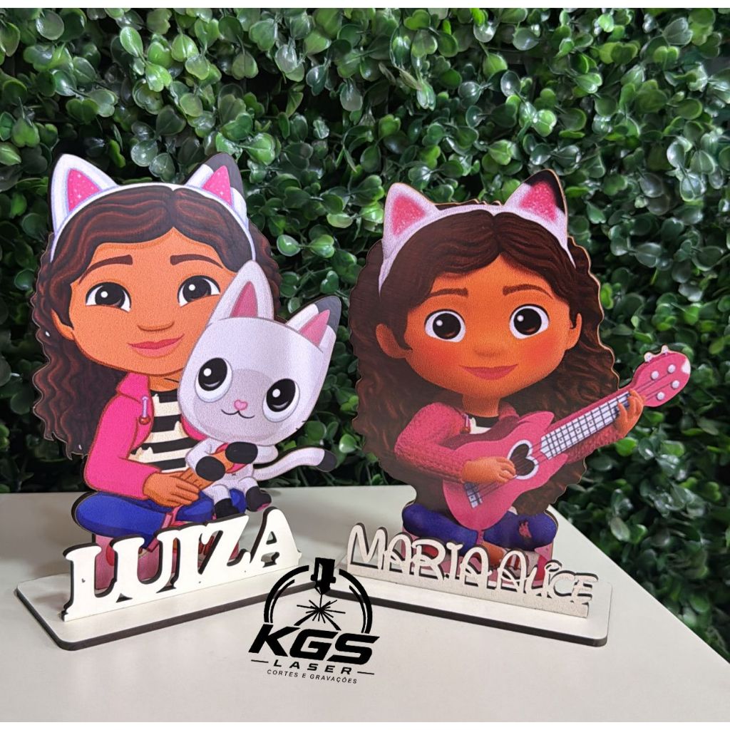 Casa Magica da Gaby Lembrancinhas Centro de mesa Personalizado com nome para aniversário em MDF adesivado Gato desenho