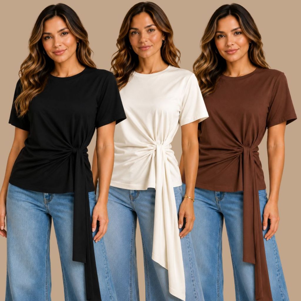 KIT 3 Blusas Feminina Elegante Casual Chique Dia a Dia Trabalho Blusa Linda Confortavel Minimalista Soltinha Estilosa