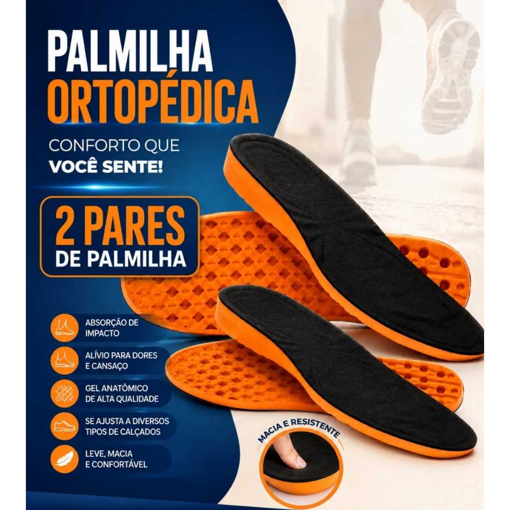 Kit 2 Pares Palmilhas Ortopédica em Gel Para Várias horas em Pé Confortável Trabalho.