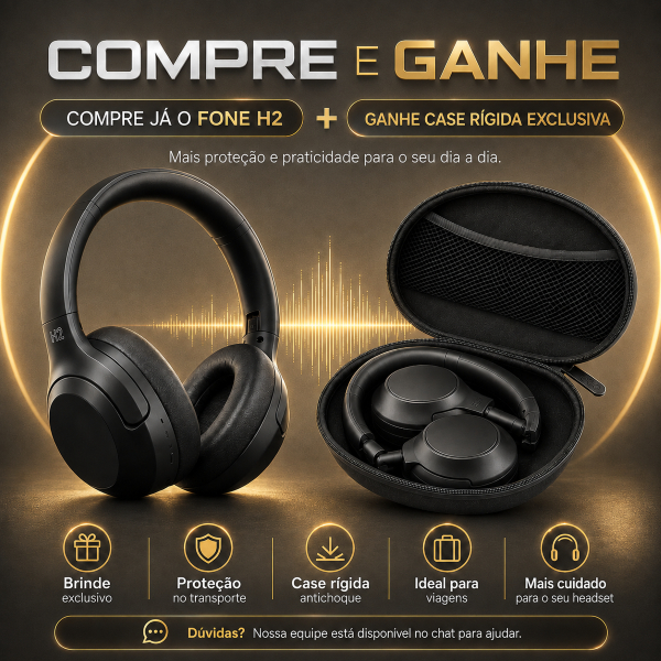 Headset QCY H2 Bluetooth 5.3 Som 3D Multiponto 60h ENC Original + Case Rígida Brinde