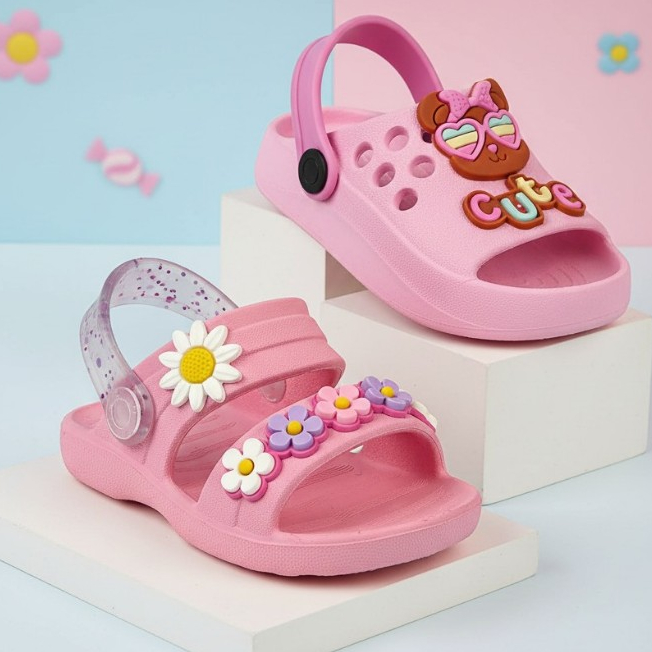 Sandália Infantil Kit 2 Pares Menina Chinelo Nuvem Macio Leve Confortável Antiderrapante