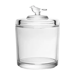 Pote de Cristal com Tampa Bird 8.5cm x 8.5cm x 11.5cm Wolff para Cozinha Mesa Posta Decoração Sala Jantar Presente Ideal