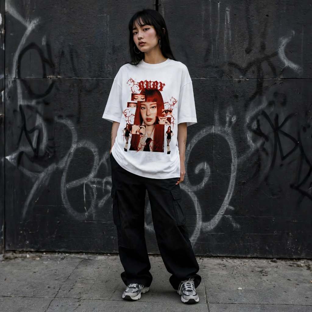 Camiseta Oversized Algodão Estampada Kpop Jennie Ruby Cantora Camiseta Feminina frio caixa econômica federal anthropic