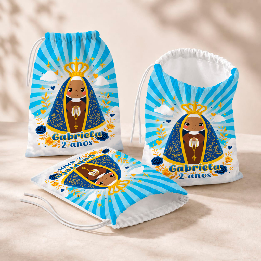 20 Sacolinhas Personalizada Festa Infantil 18x26 Aniversário Lembrancinha Nossa Senhora Aparecida