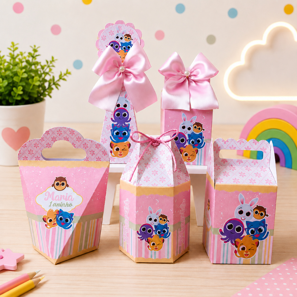 Kit Personalizados Bolofofo Menina (Pegue e monte) Lembrancinhas Caixinhas para Festa Aniversário