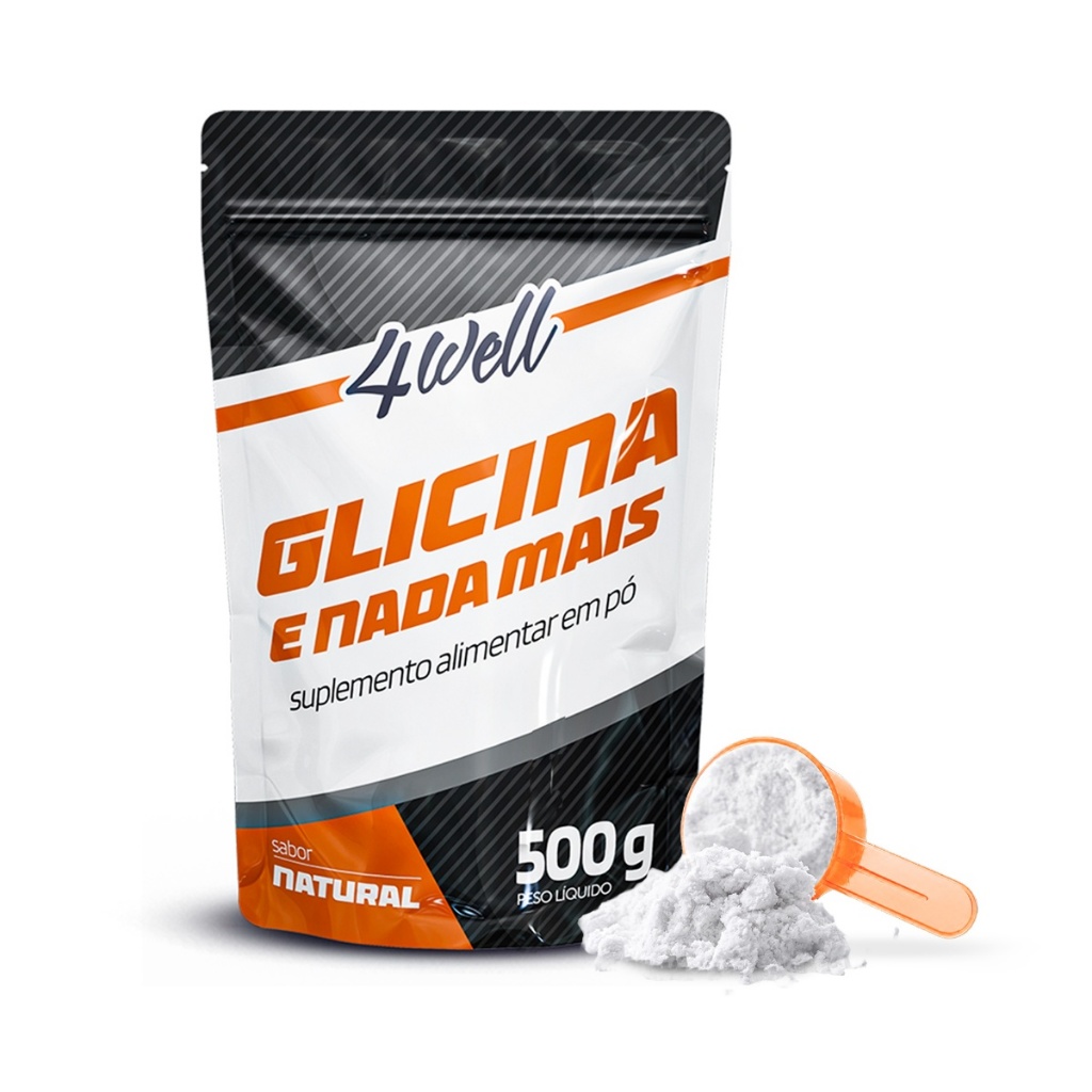 Glicina 4Well 500g Suplemento em Pó 100% Pura Sem Sabor Sem Glúten Sem Lactose Vegano