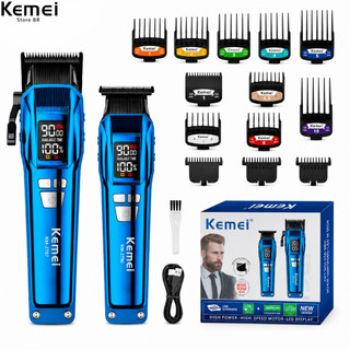 Kemei 2797 9000RPM Conjunto de máquina de cortar cabelo sem fio DLC Máquina de corte de cabelo elétrica
