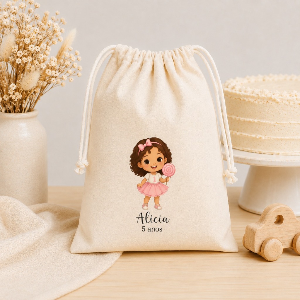 Sacolinha Personalizada com Mascote 15x20 Lembrancinha Festa Infantil Aniversário Qualquer Tema Bolsinha Personalizada