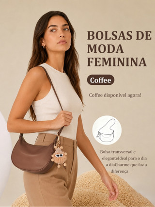 JAMI  JAMI  Bolsa Feminina de Ombro Meia Lua Compacta com Alça Longa Regulável e Fechamento em Zíper TM9508