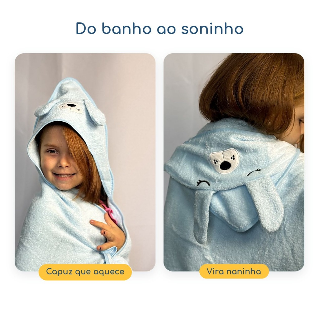 Toalha de Banho Infantil com Capuz Bebê Macia e Absorvente banho, enxoval e presentes cha de bebê